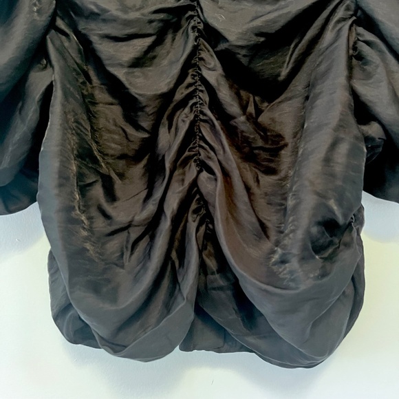 H&M Black Poof Sleeve Ruched Front, Back Sleeve Full Zip back Goth Romantic XL - Picture 5 of 12